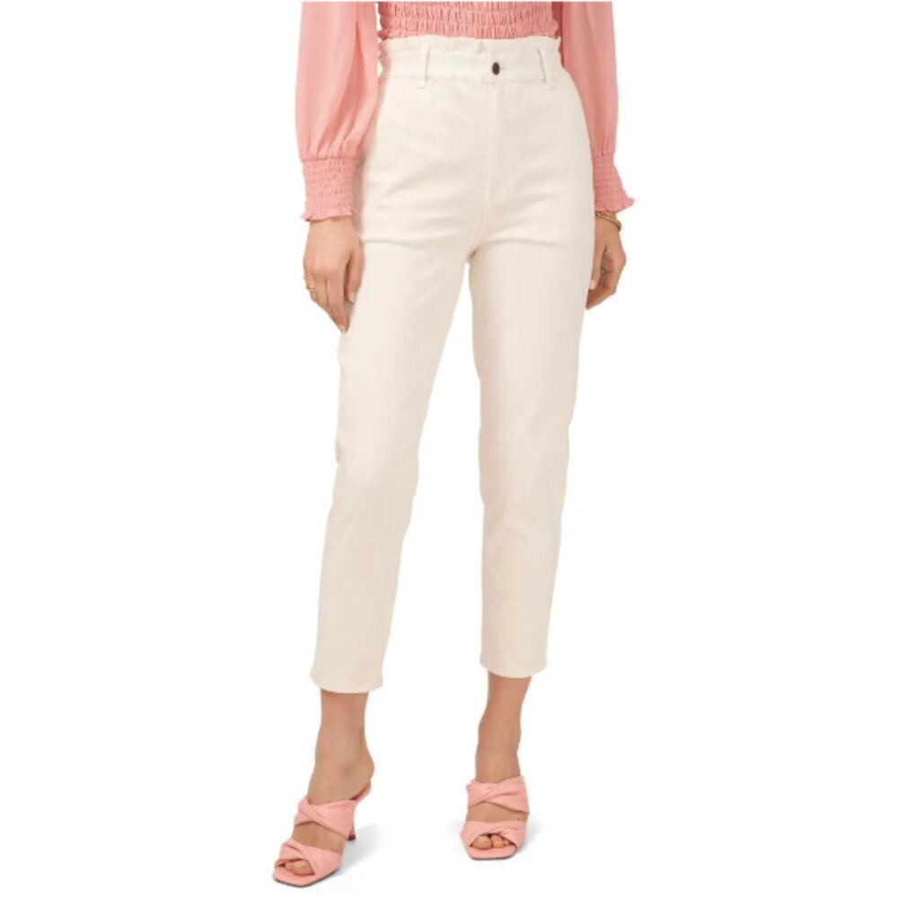 1. State Paperbag Waist Light Denim Pants in Toasted Ivory NWT